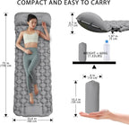 MEI&CO Ultra-Light Inflatable Sleeping Pad with Built-in Pillow & Foot Pump – for Camping, Hiking & Backpacking – Single Pad with Side Buttons for Double Conversion (1, Gray)