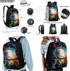 Rnyleeg Soccer Theme Backpack for Boys Novelty School Backpack with Lunchbox Set Large Capacity 3 Pcs Bookbag Set for Primary School Mochilas Para NiñA
