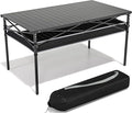 Folding Camping Table, Aluminum Roll-up Table with Storage Net and Carrying Bag, Outdoor Lightweight Camp Table for Picnic, Camping, Beach,Backyard, BBQ, Party, Patio