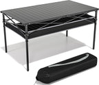 Folding Camping Table, Aluminum Roll-up Table with Storage Net and Carrying Bag, Outdoor Lightweight Camp Table for Picnic, Camping, Beach,Backyard, BBQ, Party, Patio