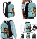Daisy Butterfly and Horse Patterns 3 Pieces Book Bag Set with Large Capacity Pencil Case Lunch Bag, Study Supplies for Boys Lightweight Stylish Cool School Bag Gift