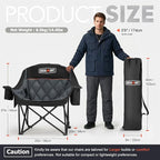 Overmont 2PCS Oversized Camping Chair for Adults - 400lbs Support Heavy Duty Padded Folding Chair with Cooling Bag Cup Holder Side Pocket Carry Bag - Comfortable Portable for Outdoor Garden Sports