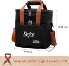 ‌Personalized Insulated Lunch Box for Men & Women - Reusable Leakproof Cooler Bag with Custom Embroidery Name, Expandable Compartment, Adjustable Strap for Work, Picnic, Camping (Gray)