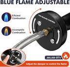 Llamaviva Single Propane Burner 260K BTU, Heavy-Duty Gas Camping Stove, Outdoor Burner with Adjustable 0-30Psi Regulator and Steel Braided Hose