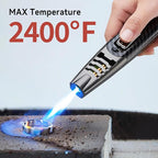 Torch Lighter, Butane Lighter, Windproof Adjustable Big Jet Flame Butane Torch, Refillable Gas Long Torch Lighter with Safety Lock for Candle Grill Camping BBQ Kitchen Soldering, Gas Not Included