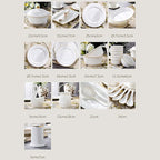 Milky White Porcelain Tableware Set Home Simplicity Combination Tableware Set of Bowls Dessert Plates Soup Plates Dinner Plates 60 Piece Set