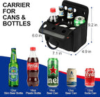 Desing Wish Portable Drinks Tote Bag for 6 PCS Beverage Cans/Bottles, Neoprene Insulated Drinks Can Bottle Carrier Tote Beverages Cans Cooler Bag Holder for Camping, Picnic, Party (Black)
