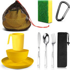 Scout Camping Mess Kit for Person Boy Scout Dishes Set Girl Scout Mess Kit with Mesh Bag Reusable Light Weight Eating Utensils Plastic Camping Cutlery Set for Travel Camp