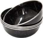 Stansport Deluxe 24-Piece Enamel Tableware Set - Enamel Plates and Bowls Lightweight and Durable Camp Dish Set for Camping and Backpacking Plates and Bowls for 4 People