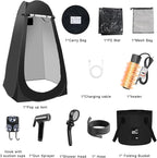 Portable Hot Shower Tent for Camping,Pop Up Privacy Tent with Rechargeable Camping Shower with 2000w Immersion Water Heater