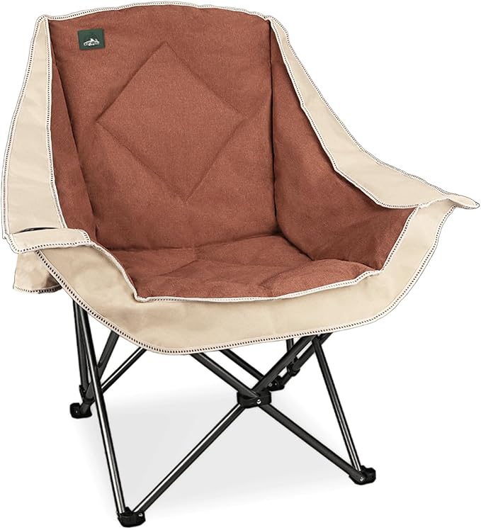 Northroad Oversized Foldable Camping Chair, Outdoor Padded Lawn Chair w/Cup Holder,Carry Bag for Beach, Hiking, and Picnics,Heavy-Duty 300-lbs Capacity, Purple
