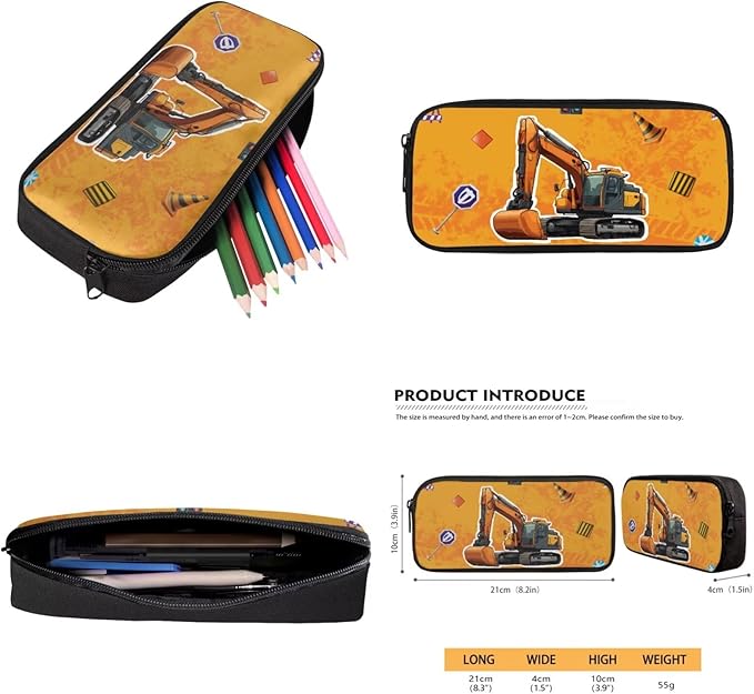 Excavator Backpack and Lunch Box Set Boys Kids Backpack Elementary School Perfect for School, Camping and Other Outdoor Activities