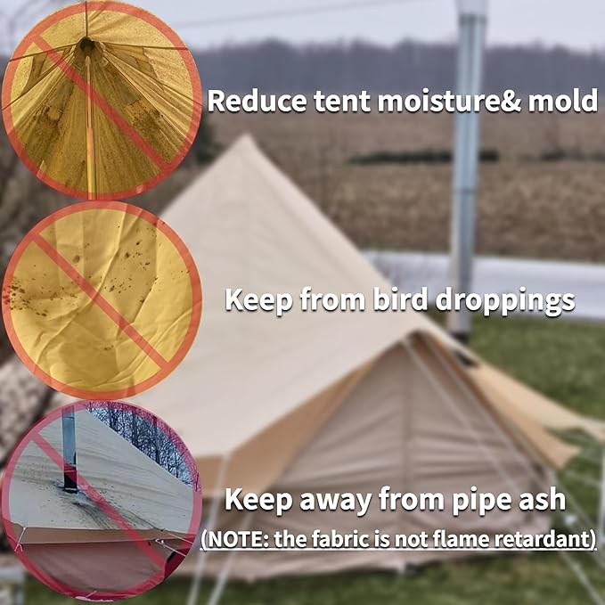 DANCHEL OUTDOOR Waterproof Rain Fly for Bell Tent, 4 Season Yurt Tent Rain Cover Protector Tarp with/No Stove Jack Glamping Gears, PU5000mm Lightweight 300D Oxford Polyester, Beige(13ft/16.4ft/20ft)