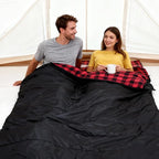 Double Sleeping Bag Cotton Flannel for Camping, Backpacking Or Hiking. Queen Size 2 Person Waterproof Sleeping Bag for Adults Or Teens. Lightweight with Compression Sack
