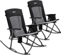 PORTAL Oversized Folding Rocking Camping Chair Portable Outdoor Rocker with High Back Hard Armrests Carry Bag, Supports 400 lbs