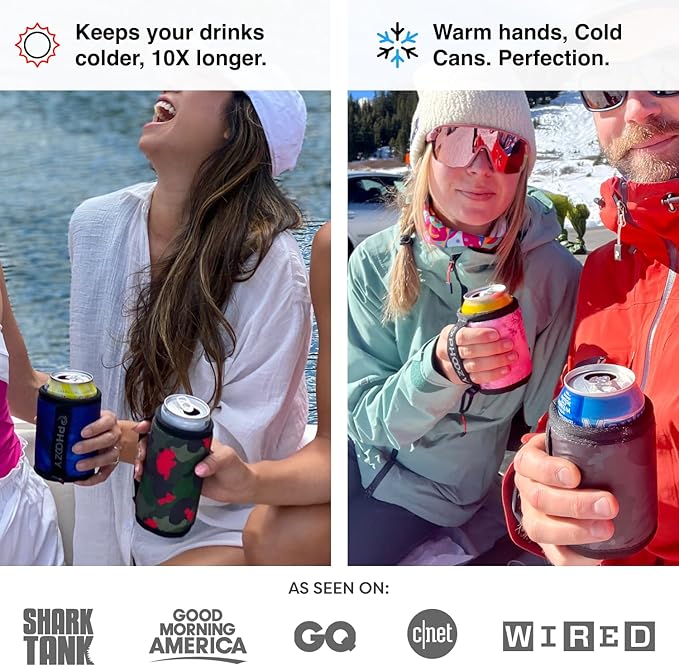 PHOOZY Insulated Can Cooler for Tall 16oz Cans with NASA-Inspired Technology - Patented Koozie That Keeps Drinks Cold 10x Longer - Lightweight Beer Koozie for Outdoor Adventures - Blue