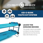Disc-O-Bed Youth Double Cot Kid-O-Bunk, Modular for Bunk Beds, Dual Cots, or Bench with 2 Carry Bags for Portable Transport