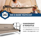 Disc-O-Bed Youth Double Cot Kid-O-Bunk, Modular for Bunk Beds, Dual Cots, or Bench with 2 Carry Bags for Portable Transport