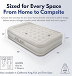 King Koil Luxury Built-in Pillow Top Queen Air Mattress with Built-in High-Speed Pump Best for Home, Camping, Guests, 20" Queen Size Double High Airbed, Blow Up Mattress, Waterproof, 1-Year Warranty