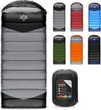 Single Sleeping Bag for Adults Kids 3-Season, Lightweight Waterproof Ripstop, Dual Zipper Bottom Vent, Compression Sack, Portable Camping Hiking Backpacking Gear