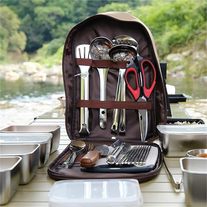 Outdoor Tableware Portable Set Picnic Knife Kitchen Storage Utensils Picnic Supplies Full Set of Camping Equipment