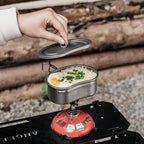 Camping Campfire Utensils, Outdoor Camping Pot Set Portable Bowl Picnic Cookware Tableware Lunch Box with Lid Backpacking Gear