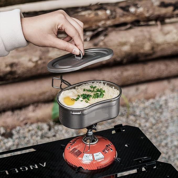Camping Campfire Utensils, Outdoor Camping Pot Set Portable Bowl Picnic Cookware Tableware Lunch Box with Lid Backpacking Gear