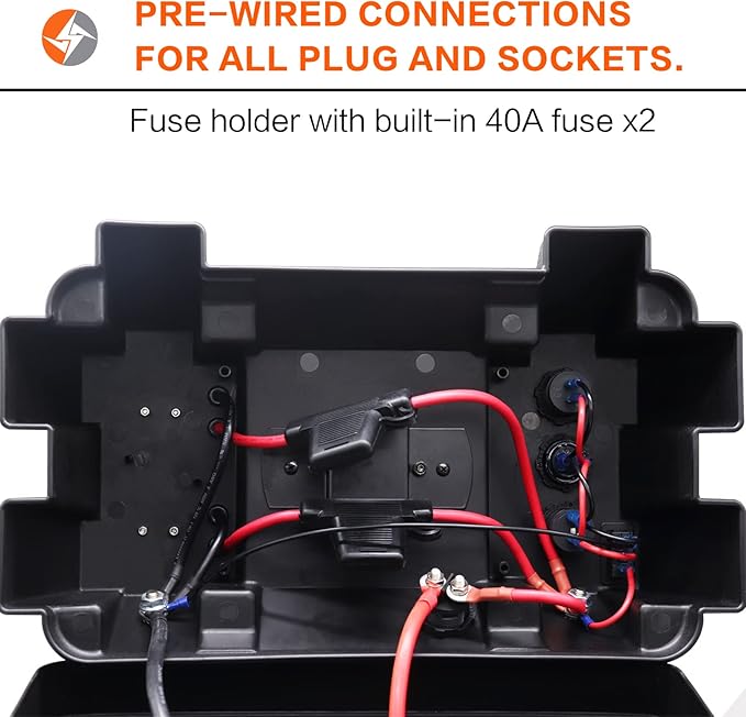 12V Multifunctional Control Box Camping Electrical System Waterproof Jumper Box Retrofit Heavy Duty Control Boxes for Marine Trailer Kayak Boat Car RV Solar (No Battery)