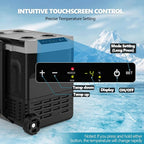 Kndko 12 Volt Car Refrigerator, 42 Quart Dual-Zone Portable Electric Cooler, Large Car Fridge 12V/24V DC/100-240V AC, -4℉~68℉, 12v Cooler with Wheels & Baskets for Road Trip, Truck, Camping
