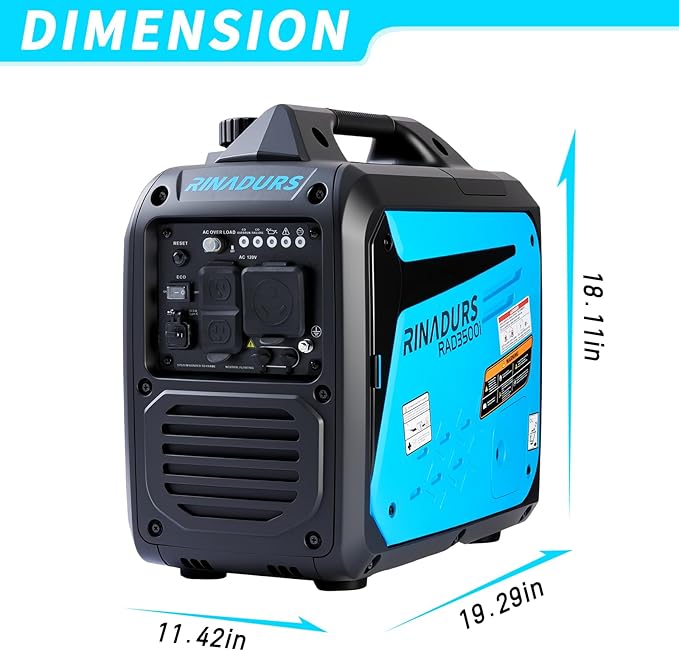3500 Watt inverter generator, quiet and portable, suitable for home backup power, outdoor camping, and construction sites.EPA Compliant