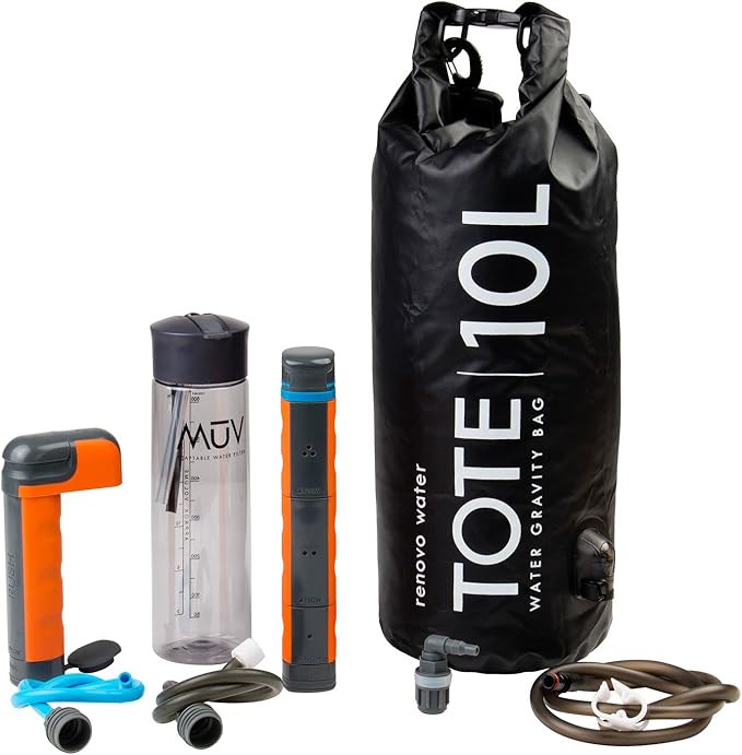MUV Eclipse Survival Water Filter System - Blocks Chemicals, bacteria, Viruses, and More - The Ultimate Survival Water Filter For Outdoors and Camping