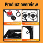 3 Burner Propane Gas Stove, 200,000 BTU Outdoor Camping Cooker with Removable Legs, 0-20 PSI Regulator & Hose, Heavy-Duty Cast Iron Stand for Backyard Cooking, BBQ, Frying & Boiling