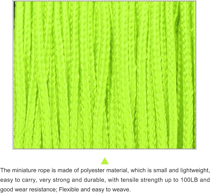 MECCANIXITY 1.18mm x 164 Feet Paracord Micro Cord Rope 100 LB Polyester Braided Cord Spool for Camping Outdoor Jewelry Bracelet, Grass Green