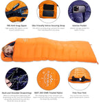 0 20 Degrees F Down Sleeping Bag for Adults,4 Season Cold Weather Rectangle Wearable Down Sleeping Bag for Camping Hiking,Can be Used as Blanket Quilt or Cloak,with Mesh Sack Buckle Strap
