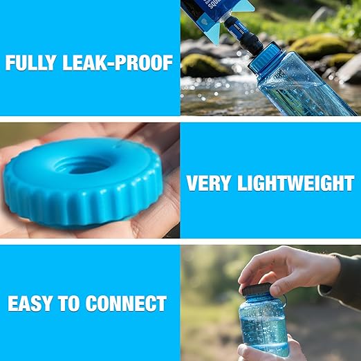 Water Filter Adapter for Sawyer Squeeze and Nalgene Wide Mouth Bottles – Quick‑Connect, Leak‑Proof, Lightweight Hydration System Connector for Camping, Hiking, Backpacking, and Outdoor Gear