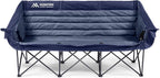 3 Person Camping Chairs Folding Double Camping Chair Portable Oversized Loveseat Padded Camp Chair Heavy Duty Camping Couch for Adults Outdoor Lawn with Two Cup Holders and Carry Bag Blue