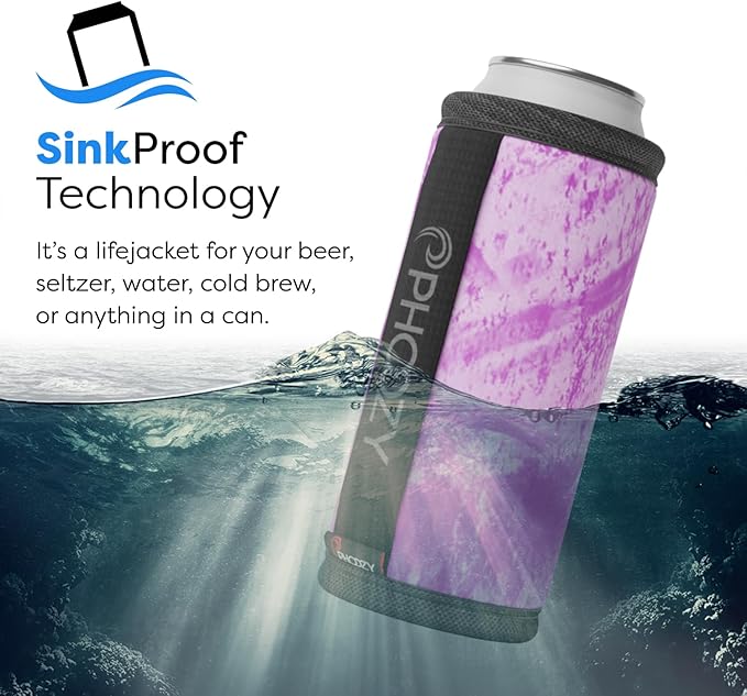 PHOOZY Insulated Can Cooler for Slim 12oz Cans with NASA-Inspired Technology - Patented Koozie That Keeps Drinks Cold 10x Longer - Lightweight Beer Koozie for Outdoor Adventures - Pink