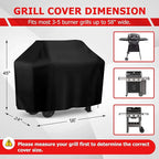 i COVER Grill Cover, 58 inch BBQ Grill Cover for Outdoor Grill, Anti-UV & Fade Resistant Gas Grill Cover, Waterproof Barbecue Grill Covers for Weber, Char-Broil, Nexgrill and More, Black