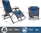 Timber Ridge Zero Gravity Chair Oversized Recliner 350lbs Capacity Patio Lounge Chair Padded Lawn Chair with Headrest XXL for Outdoor, Camping, Patio, Lawn