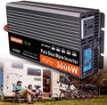High Efficiency 3000W 4000W 5000W 6000W Pure Sine Wave Power Inverter DC 12V/24V to AC 220V 230V 240V Converter Solar Power Inverter with AC Outlets & LCD Display for Home Camping,3000W-24V