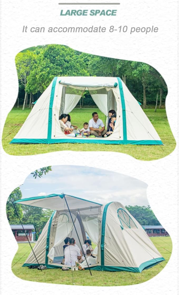 Inflatable Tent Clamping Tent for 8-10 People Oxford Fabric Air Tent Waterproof Oversized Family Tent for Outdoor Camping and Glamping