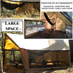 Hammock Hot Tent with Stove Jack and Double-Sided mesh Windows - Spacious, Versatile Wall Tent with Snow Skirt(No Poles)-Waterproof & Windproof, Ideal for Camping, Backpacking, Hiking