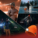 Gifts for Men, Rechargeable Bluetooth Music Unisex Beanie Hat with Light, Valentines Day Gifts for Him, Birthday Gifts for Men, Women, Orange