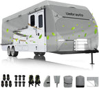 Umbrauto RV Cover 16-18ft: 7 Layers Travel Trailer Cover, Waterproof Camper Cover, Toy Hauler Cover with Tongue Jack Cover, Extra Windproof Ropes, Gutter Covers