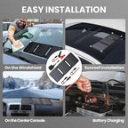 FlexSolar 28W 12V Portable Solar Panel Battery Charger Maintainer Kits Trickle Charger with Built-in Charge Controller, Cig Plug, Alligator Clips, O-Rings OBDII Connector for Car, Truck,Tractor, Boat