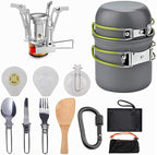 Outdoor Picnic Tableware Set, Portable Hard Aluminium Cooking Utensils for Camping, Hiking, Mountaineering, Picnic and Other Outdoor Activities, Easy to Clean with Cleaning Tools