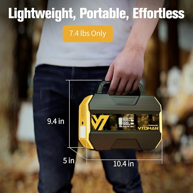 VTOMAN FlashSpeed 300 Portable Power Station with 110W Solar Panel, 230Wh LiFePO4 Battery Generator for Home Blackout, Emergency, Camping (2 Separate Packages)