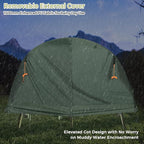 Tangkula 4-in-1 Camping Cot Tent Set, Foldable Off Ground Elevated Tent for 1 Person, Portable with Waterproof External Cover, Air Mattress & Carrying Bag, Ideal for Outdoor Hiking, Camping