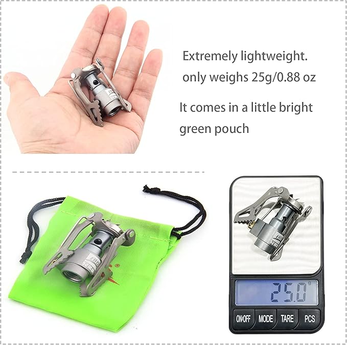 BRS Stove BRS 3000T Stove Titanium Ultralight Backpacking Stove Portable Propane Camping Stove Gas Burner Camp Stove only 26g with Extra O Ring