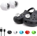 Vergissm Rechargeable Headlights Compatible with Croc, 2 PCs LED Flashlight, Waterproof Hands Free Flashlights with 3 Lighting Modes, Novelty Clog Lights for Camping, Dog Walking (White)